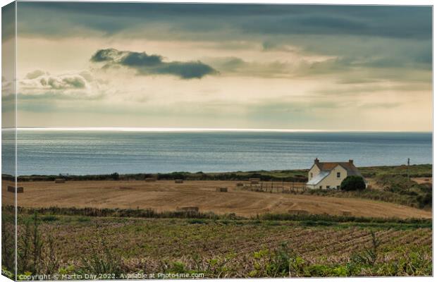 Majestic Cornish Cottage Overlooking a Scenic Hori Canvas Print by Martin Day