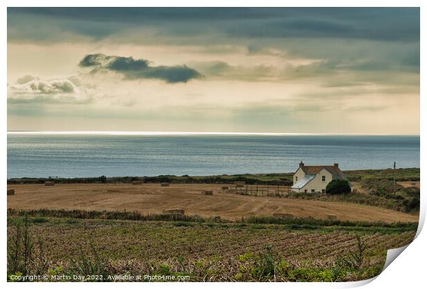 Majestic Cornish Cottage Overlooking a Scenic Hori Print by Martin Day