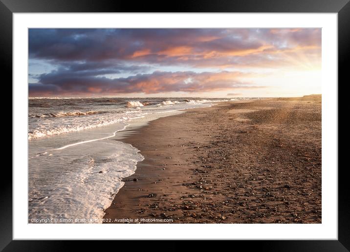 Beach waves in Burnham Overy Staithe Norfolk Framed Mounted Print by Simon Bratt LRPS