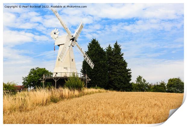 Woodchurch Windmill Kent Countryside Print by Pearl Bucknall