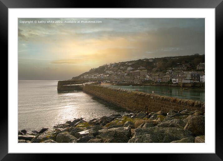  Mousehole harbour, Cornwall , Framed Mounted Print by kathy white