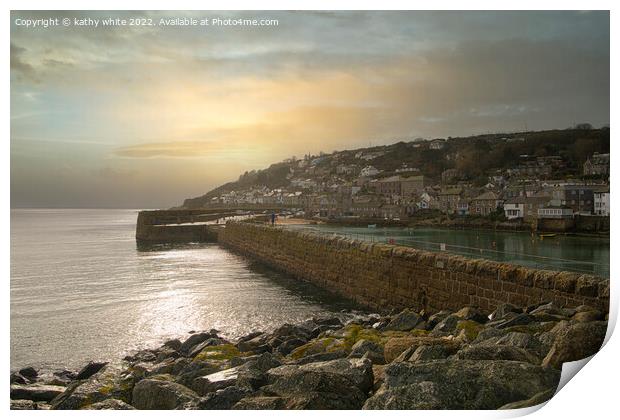  Mousehole harbour, Cornwall , Print by kathy white