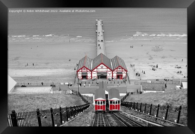Saltburn NorthYorkshire Cliff lift & Pier Framed Print by Robin Whitehead