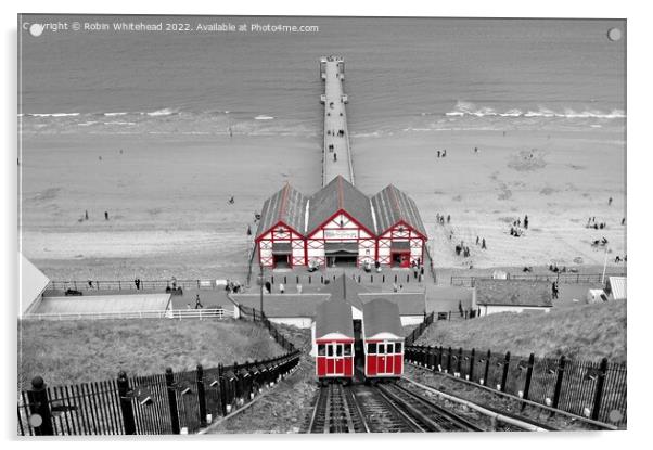 Saltburn NorthYorkshire Cliff lift & Pier Acrylic by Robin Whitehead