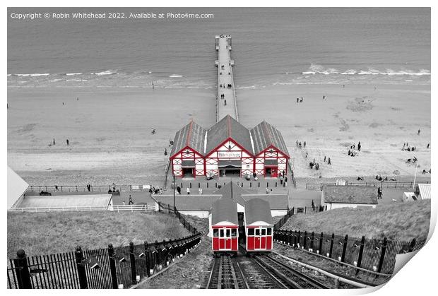 Saltburn NorthYorkshire Cliff lift & Pier Print by Robin Whitehead