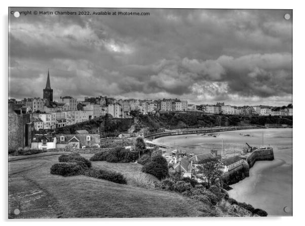 Grey Skies over Tenby Black and White Acrylic by Martin Chambers