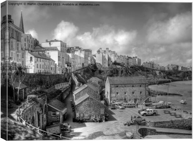 The Sailing Club Tenby, Black and White Canvas Print by Martin Chambers