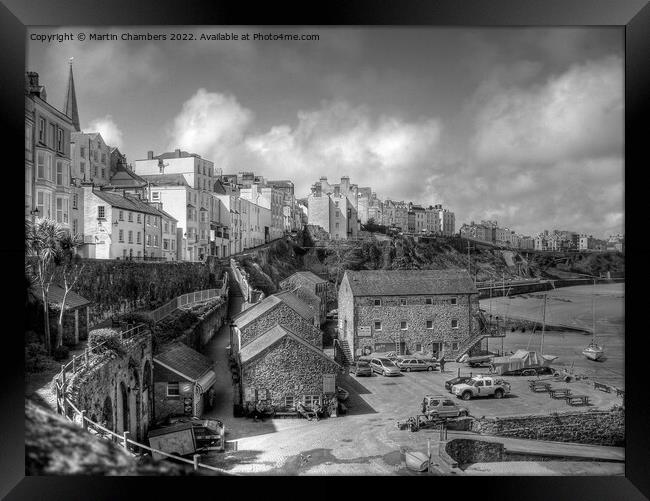 The Sailing Club Tenby, Black and White Framed Print by Martin Chambers