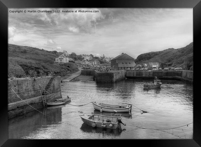 Porthgain Harbour, Pembrokeshire in Black and White  Framed Print by Martin Chambers