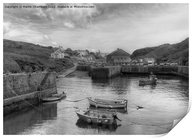 Porthgain Harbour, Pembrokeshire in Black and White  Print by Martin Chambers