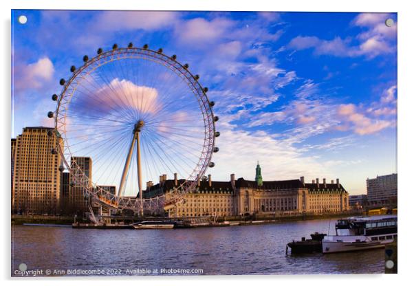 The London Eye London City scene Acrylic by Ann Biddlecombe
