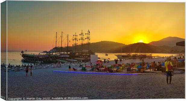 Sunset at Oludeniz beach in Turkey Canvas Print by Martin Day
