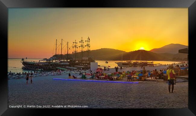 Sunset at Oludeniz beach in Turkey Framed Print by Martin Day