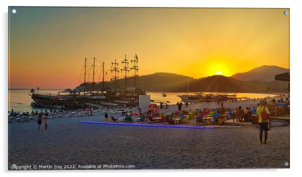 Sunset at Oludeniz beach in Turkey Acrylic by Martin Day