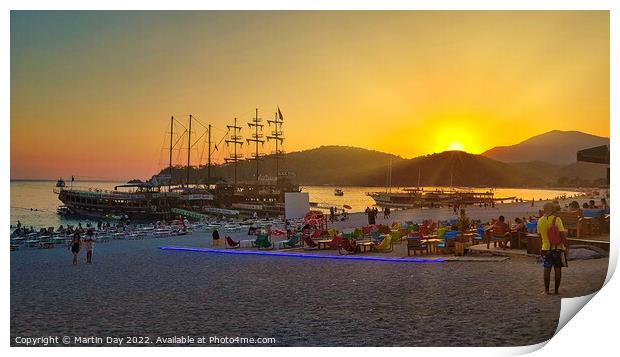 Sunset at Oludeniz beach in Turkey Print by Martin Day