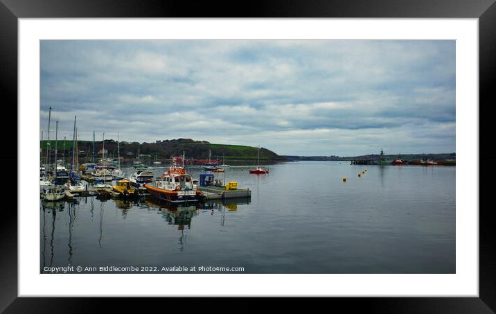 Falmouth harbour looking out to sea Framed Mounted Print by Ann Biddlecombe
