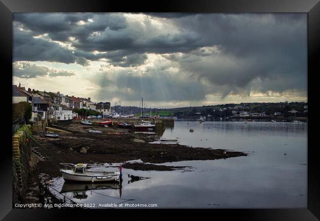 Falmouth town coast line Framed Print by Ann Biddlecombe