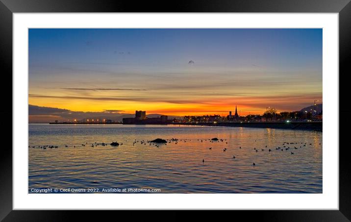 Sunset, Carrickfergus. Framed Mounted Print by Cecil Owens