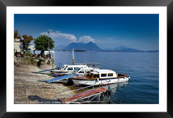 Water Taxis at Stresa Framed Mounted Print by Stuart Wyatt