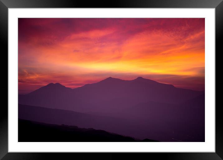 Snowdon sunset Framed Mounted Print by John Henderson