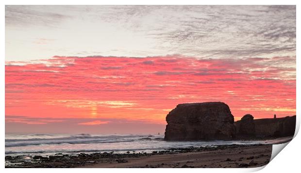 Majestic Sunrise at Marsden Rock Print by Rob Cole
