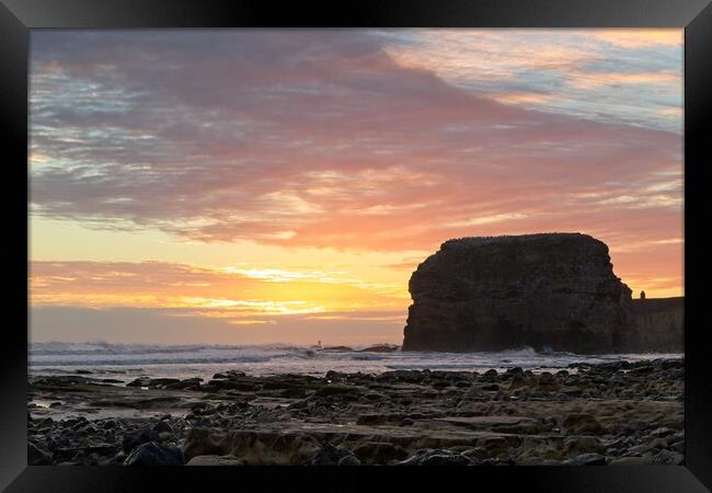 Majestic Sunrise at Marsden Rock Framed Print by Rob Cole