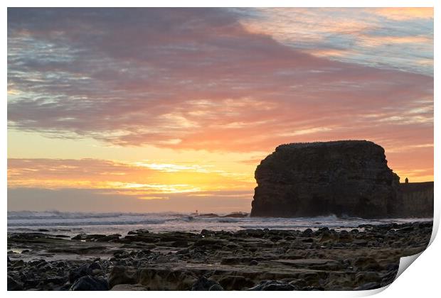 Majestic Sunrise at Marsden Rock Print by Rob Cole