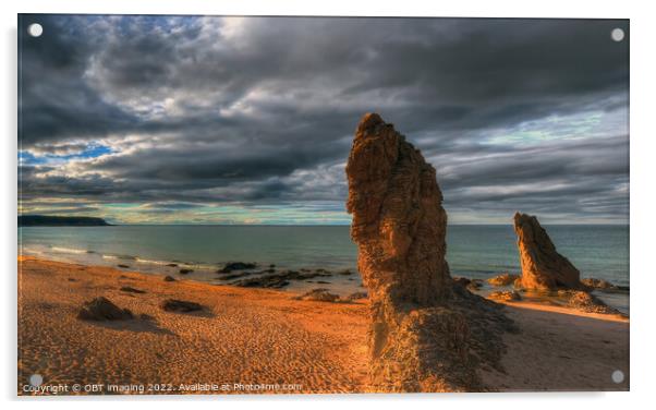 Cullen Beach Late Sun Rock Light Morayshire Scotland Acrylic by OBT imaging