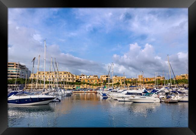 Ta Xbiex Town And Marina In Malta Framed Print by Artur Bogacki