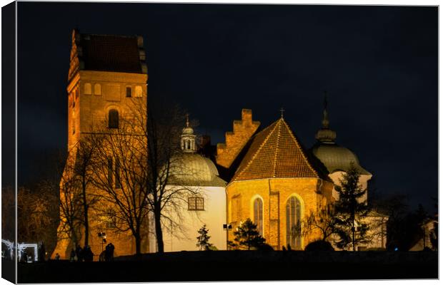 Gothic Church of St Mary In Warsaw At Night Canvas Print by Artur Bogacki