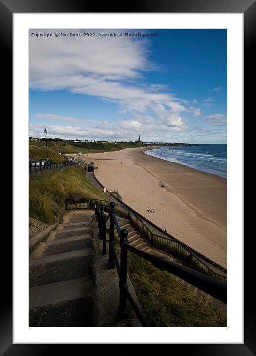 The steps down to Tynemouth Long Sands Framed Mounted Print by Jim Jones