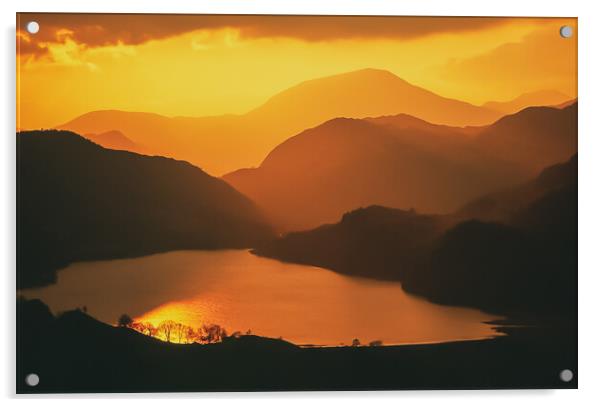 Snowdonia sunsegt Acrylic by Simon Johnson