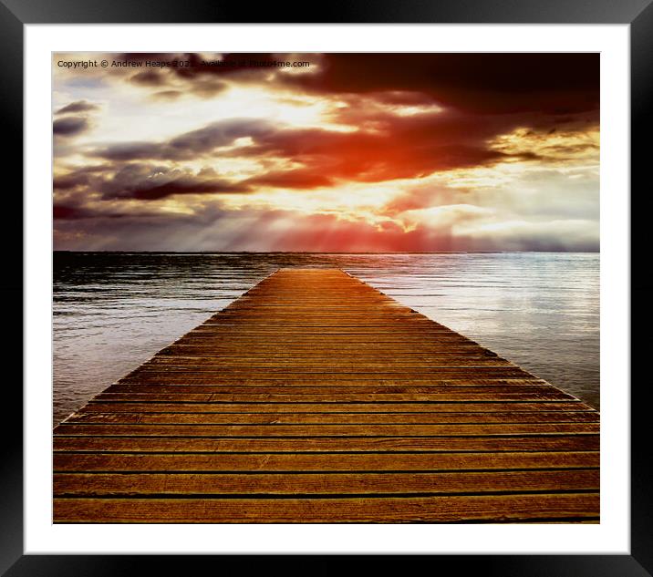 Lake Windamere orange sun rays sunset Framed Mounted Print by Andrew Heaps