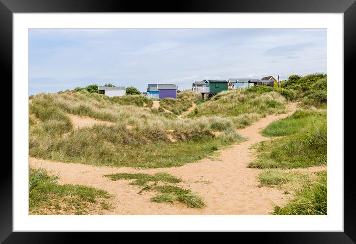 Beach huts nestled in the sand dunes at Hunstanton Framed Mounted Print by Jason Wells