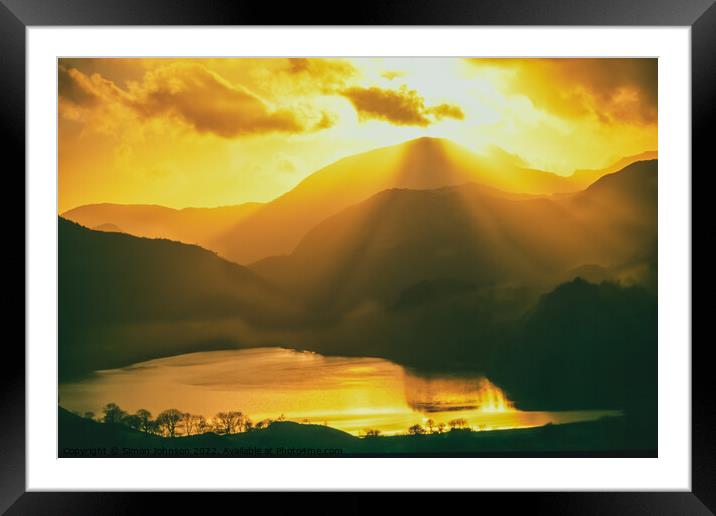 Snowdonia sunburst Framed Mounted Print by Simon Johnson