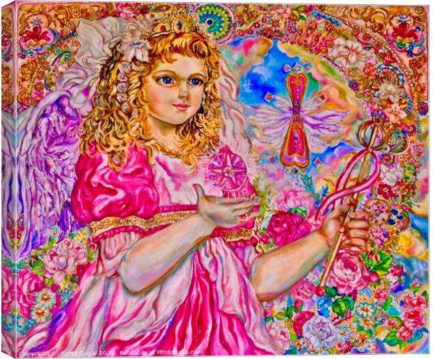 Yumi Sugai. Pink crystal angel. Canvas Print by Yumi Sugai
