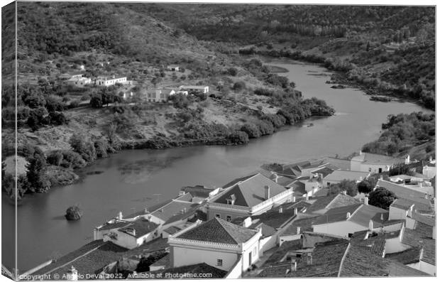 Mertola Village from Castle in Monochrome Canvas Print by Angelo DeVal