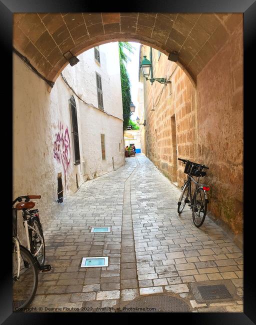 Cobblestone Alleyway in Ciutadella Menorca Framed Print by Deanne Flouton