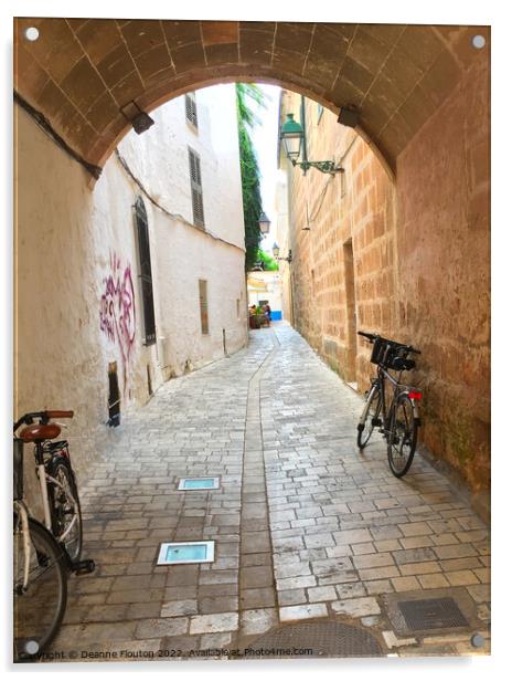 Cobblestone Alleyway in Ciutadella Menorca Acrylic by Deanne Flouton