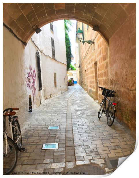 Cobblestone Alleyway in Ciutadella Menorca Print by Deanne Flouton