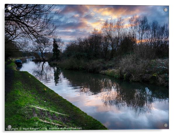 River Sunset Acrylic by Nigel Bangert