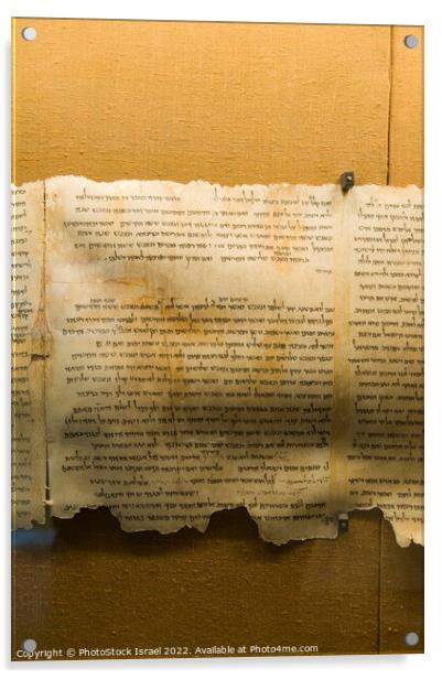 Dead Sea scrolls  Acrylic by PhotoStock Israel