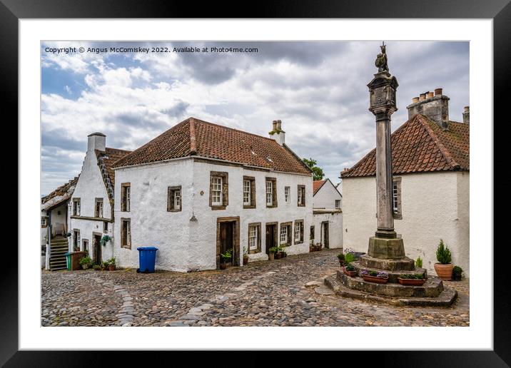 The Mercat Cross in village of Culross in Fife Framed Mounted Print by Angus McComiskey