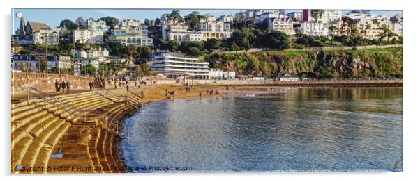 January On Torre Abbey Sands Torquay Acrylic by Peter F Hunt