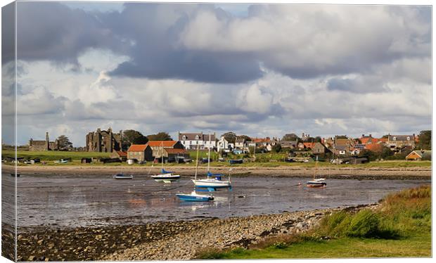 Holy Island Harbour and Monastery Canvas Print by Kevin Tate