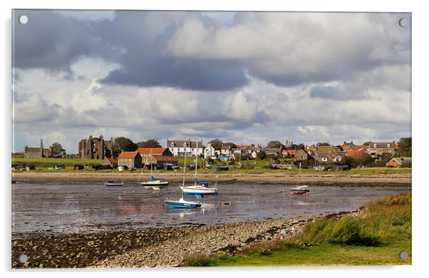 Holy Island Harbour and Monastery Acrylic by Kevin Tate