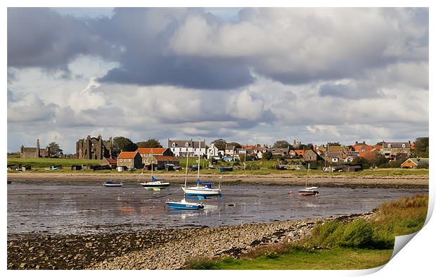 Holy Island Harbour and Monastery Print by Kevin Tate