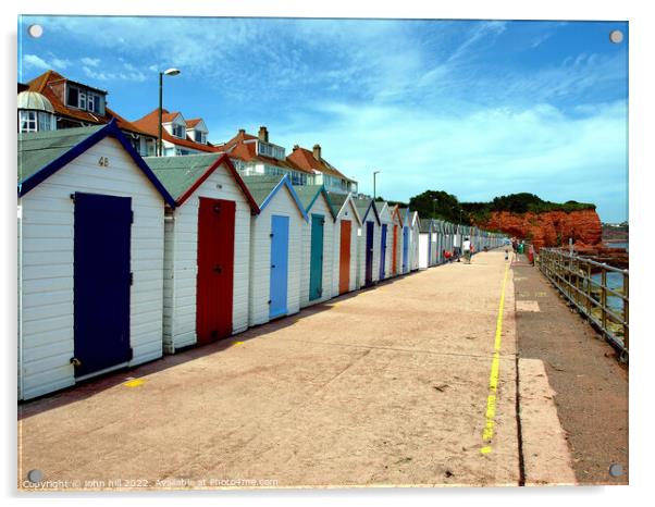 beach Huts, Preston sands, Devon. Acrylic by john hill