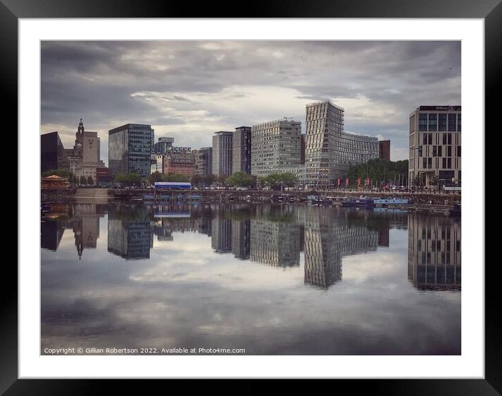 Liverpool Waterfront Skyline Framed Mounted Print by Gillian Robertson