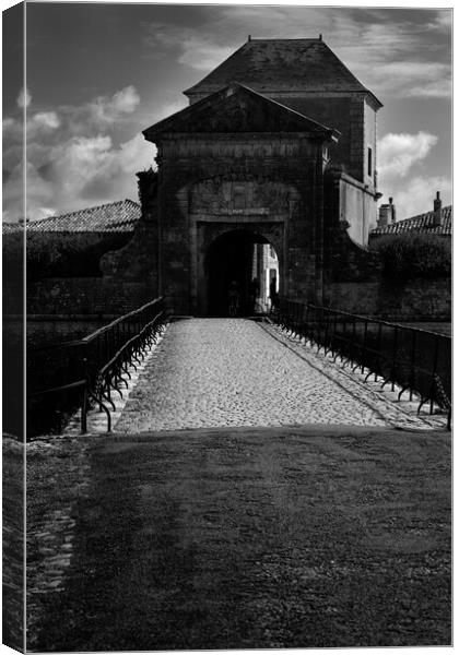 porte des campani in summertime in black and white Canvas Print by youri Mahieu